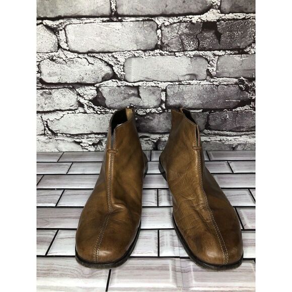 AGL Brown Leather Casual Back Zip Booties Ankle Boots Shoes Women Sz 36EU/6M US - Picture 3 of 16